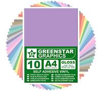 GREENSTAR GRAPHICS Glossy A4 Sticky Back Plastic SELF Adhesive Art & Craft Vinyl (10 Sheet Pack). Compatible with 12” Cricut, Silhouette Cameo/Curio/Portrait, Scan N Cut (Light Purple Gloss 10 A4)