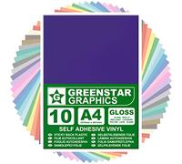 GREENSTAR GRAPHICS Glossy A4 Sticky Back Plastic SELF Adhesive Art & Craft Vinyl (10 Sheet Pack). Compatible with 12” Cricut, Silhouette Cameo/Curio/Portrait, Scan N Cut (Purple Gloss 10 A4)