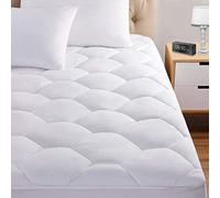 GreenSun LED Lighting Queen Mattress Pad, 8-21" Deep Pocket Protector Ultra Soft Quilted Fitted Topper Cover Fit for Dorm Home Hotel -White