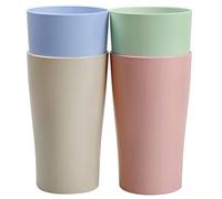 Greentainer 400ml Unbreakable Reusable Drinking Cup, Plastic Coffee, Tea, Water, Beer, Milk, Juice Cup for Adults, Set of 4 Mug Sets, Dishwasher and Microwave Safe