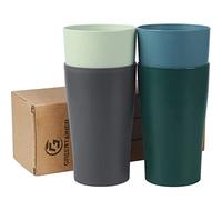 Greentainer 400ml Unbreakable Reusable Drinking Cup, Plastic Coffee, Tea, Water, Beer, Milk, Juice Cup for Adults, Set of 4 Mug Sets, Dishwasher and Microwave Safe