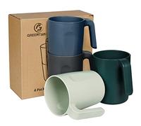 Greentainer Coffee Mug with Handle, Set of 4, 450 ml Drinking Cups for Kitchen, Outdoor, Travel, RV, College Dorm Room Essential, Water Milk Tea Tumblers, Dishwasher and Microwave Safe,15 OZ, 4 Pcs,