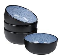 Greentainer Ocean Blue Cereal Bowls, Set of 4 Pasta,Soup Bowls for Kitchen, Handmade Stoneware Bowls for Cereal Soup Oatmeal Salad, Dishwasher & Microwave Safe