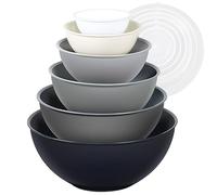 Greentainer Plastic Mixing Bowls with Lids Set 12 Piece Colorful Mixing Bowl Set for Kitchen Nesting Storage Bowls for Baking, Prepping,Cooking and Serving Food - Microwave and Freezer Safe(Grey)
