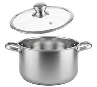 Greentainer Stainless Steel Stock Pot, 6L Heavy Duty Induction Cooking Pot with Visible Lid for Pasta, Soup, Spaghetti, Thick Bottom Stockpot Sauce Pot Cookware for Canning, Boiling, Simmer