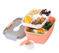Greentainer to Go Salad Lunch Container with 68 OZ Salad Bowl, Large Bento Lunch Box with Lid, 5-Compartment Trays & Dressing Container, Stackable, Leak-Proof, BPA-Free,Microwave & Dishwasher Safe