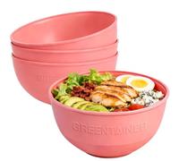 Greentainer Unbreakable Cereal Bowl Sets, 1500ml Plastic Lightweight Reusable Serving Soup Bowls for Camping, Picnic, Parties, Microwave & Dishwasher Safe, BPA-Free, 4 Pcs (Pink)