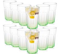 Greentainer Unbreakable Drinking Water Glasses - Reusable AS Plastic Coffee Cold Water Milk Tea Cups Tumbler Mugs for Party,Picnic,Camping, Stackable - 350ml, Set of 12