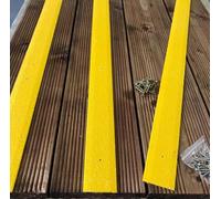 GreenTec Anti-Slip Decking Strips 1000mm - Pack of 5 | Heavy-Duty GRP Stair & Deck Safety Treads with Fixing Screws | Long-Life Outdoor Grip Strips (Yellow)