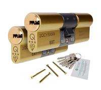 greenteQ Orion 3 Star Keyed-Alike Euro Cylinder Pair - 50/45 (95mm), Brass