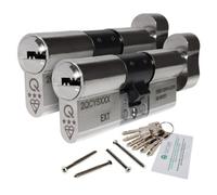 Greenteq Orion Thumbturn Keyed-Alike Euro Cylinder Pair - 35/35 (70mm), Nickel