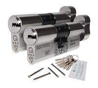 greenteQ Orion TS007 3-Star Keyed-Alike Thumbturn Euro Cylinders (Nickel, 35/35 (70mm))