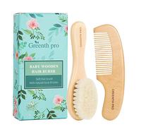 GREENTH PRO Baby Hair Bush and Comb Set -Nature Lotus Wood with Soft Goat Bristle and Pear Wood Comb for Newborns & Toddlers, Ideal for Cradle Cap