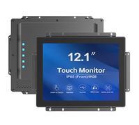 GreenTouch 12.1 Inch 1000 Nits High Brightness Display Capacitive Touchscreen Open Frame LCD Touch Screen Monitor - Front IP65 and IK08-1024 x 768 - Black