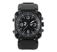 GREENTREEN Men's Tactical Military Watch with Silicone Strap: Dual Movement Wristwatch for Outdoor Adventures Daily Wear (Black)