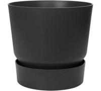 caprican Greenville Round Plant Pot | Indoor & Outdoor Flower Pot | 100% Recycled Plastic | Stylish Black Planter Pot | Living Black Ø 30 cm