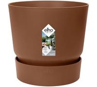 Greenville Modern Round Flower Pot with Integrated Water Reservoir - Indoor & Outdoor Planter Recycled Plastic Lightweight & Durable Self-Watering Plant Pot For Home, Balcony (Ginger Brown, 20 cm)
