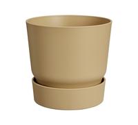elho Greenville Round 30 - Large Flower Pot with Integrated Water Reservoir - Indoor & Outdoor - 100% Recycled Plastic - Ø 29.5 x H 27.8 cm - Beige/Golden Sand