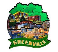 Greenville South Carolina Fridge Magnet Wooden Magnet Art Souvenirs Creative Collection Handmade Travel Home Office Gifts Landscape Refrigerator Decor USA-587