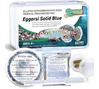 GreenWaterFarm Killifish Eggs Nothobranchius [Eggersi Solid Blue] - Tropical Freshwater Fish Eggs for Hatching, Packed with Food, Dropper, and Indian Almond Leaves