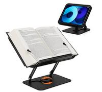 GreenWhim 360° Rotating Book Stand for Reading Adjustable Height and Angle Foldable Book Holder for Office, Kitchen, School, Textbooks, Magazines, Tablet (Black)