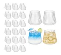GreenWhim 40 Pack Ribbed Plastic Wine Glasses, 12 oz Stemless Party Cups