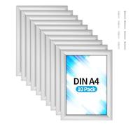 GreenWhim 5 Pack A4 Snap Frames Wall Mounted Silver Aluminium Poster Holders with 25mm Front-Opening Clip Design