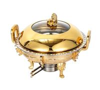 GreenWhim Golden Chafing Dish Buffet Set with Glass Lid, Food Warmer | Luxury Gold Finish, Glass Window Lid, Stainless Steel Construction, Capacity, Buffet Serving Warmer, Catering Essential