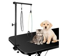 GreenWhim Grooming Arm with Clamp Adjustable 33.5 Inch Portable Double Grooming Arms with Dog Grooming Loop and No Sit Haunch Holder, Foldable Grooming Stand