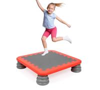 GreenWhim Kids Indoor Trampoline Board Autism-Friendly Sensory Toy with PU Foam Padding - Safe Durable Mini Jump Board for Active Play & Therapy - 80KG Weight Limit - Easy to Assemble & Clean (Red)