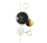 GreenWhim Large Silent Wall Clock for Living Room Modern Non Ticking Metal Clock with Pendulum, Decorative Stress Relief Art for Home Office Bedroom