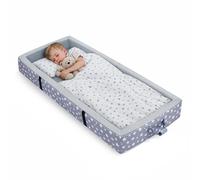 GreenWhim Portable Kids Travel Bed for toddler Foldable Foam Floor Mat with Raised Sides Washable Cover No Assembly for Sleepovers Home and Travel