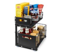 GreenWhim Under Sink Storage 2-Tier Under Sink Organizer for Kitchen Bathroom, Adjustable Metal Shelves Organiser with Sliding Drawer Sliding Basket Storage cupboard organiser (1)