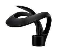 GreenWhim Waterfall Bathroom Basin Tap Single Hole Single Lever Mixer Modern Matte Faucet (Black)