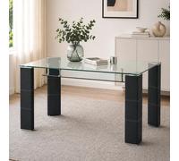Greenwich Dining Table - 150cm - 6 Seater - Black - Glass and Metal