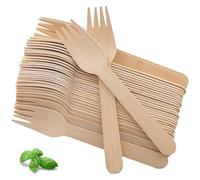 Greenwich Packaging Premium Wooden Fork (16cm) Pack of 100 Disposable Forks | Dessert Forks for Parties, Events, and Everyday Use | Wooden Utensil & Cutlery