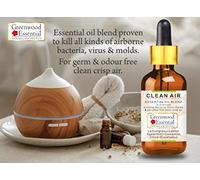 Greenwood Essential Clean Air Essential Oil Blend for Airborne Bacteria, Virus, Germs & Odour Free Clean Crisp air 50ml (1.69oz)