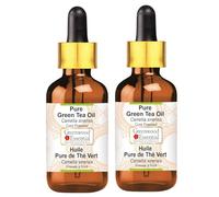 Greenwood Essential Pure Green Tea Oil (Camellia sinenses) with Glass Dropper Cold Pressed Natural Therapeutic Grade 100mlx2 (6.76 oz)