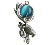 Greenwood Moon Stag - for Mystical Power Charm Collection by Briar - Pendant Necklace in Presentation Pouch on Leather Thong