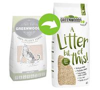 Greenwoods Natural Fast Clumping Litter 2 x30L Biodegradable Cat Litter Made from 100% Natural Plant Fibres Absorbs up to 7 Times its Own Weight