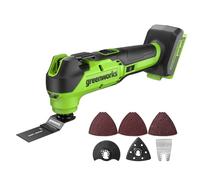 Greenworks 24 V Cordless Multi-Function Tool, 8 Variable speeds, up to 18,000 OPM, LED Lighting, Accessories Included, Without 24 V Battery or Charger MT332