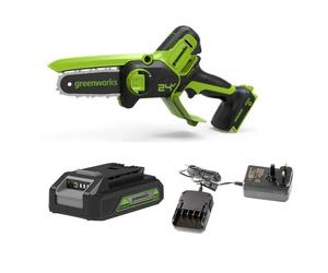 Greenworks 24V 10cm Mini Chainsaw with 2.0Ah Battery & 2A charger