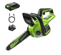 Greenworks 24V 10in Cordless Chainsaw, 25cm Brushless Electric Battery Chainsaw with Automatic Oiler, 7.8m/s Chain Speed, Tool only