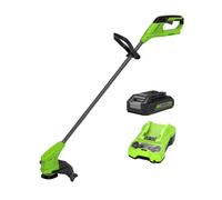 Greenworks 24V Cordless Strimmer Blade Grass Trimmer Battery Powered String Trimmer, 25cm Cutting Width, Includes 20 Blades, 2.0Ah Battery and Charger Included, Green