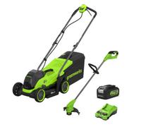 Greenworks 24V 33Cm Lawnmower & 25Cm Linetrimmer With 4Ah Battery And Charger
