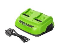 Greenworks 24V 8A 200W Dual port Rapid Charger, Adapt for All Grenworks 24V Batterise, 3 Year Warranty, G24X2C8/C2020BE