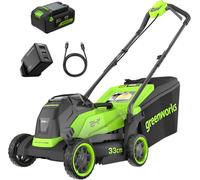 Greenworks MO24L411 24v Cordless Brushless Rotary Lawnmower 330mm 1 x 4ah Li-ion Battery Charger