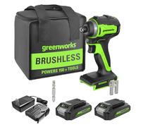Greenworks 24V Brushless 1/4" Cordless Impact Driver, (2) 2.0Ah Batteries, Compact Charger, and Bag Included