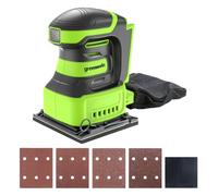 Greenworks 24V Cordless 1/4 Sheet Sander, Include Sandpaper and Dust Collection Bag, Tool Only