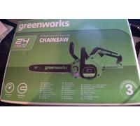 Greenworks 24V cordless chainsaw + battery & charger. 7.8m/s chain speed. 30.5cm